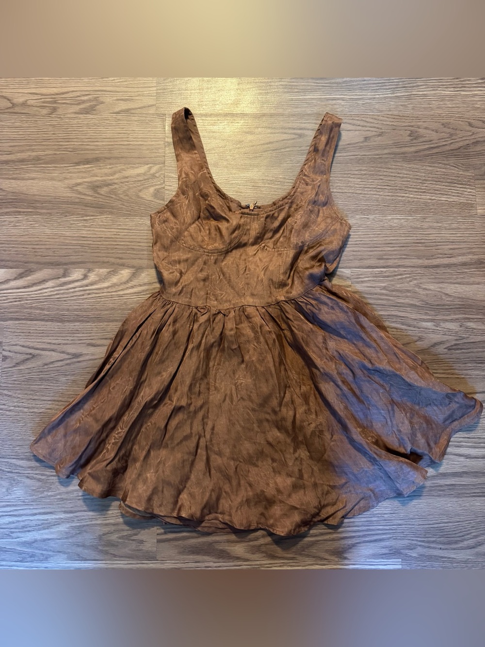 12th Tribe Brown Sleeveless Mini Fit-and-Flare Dress